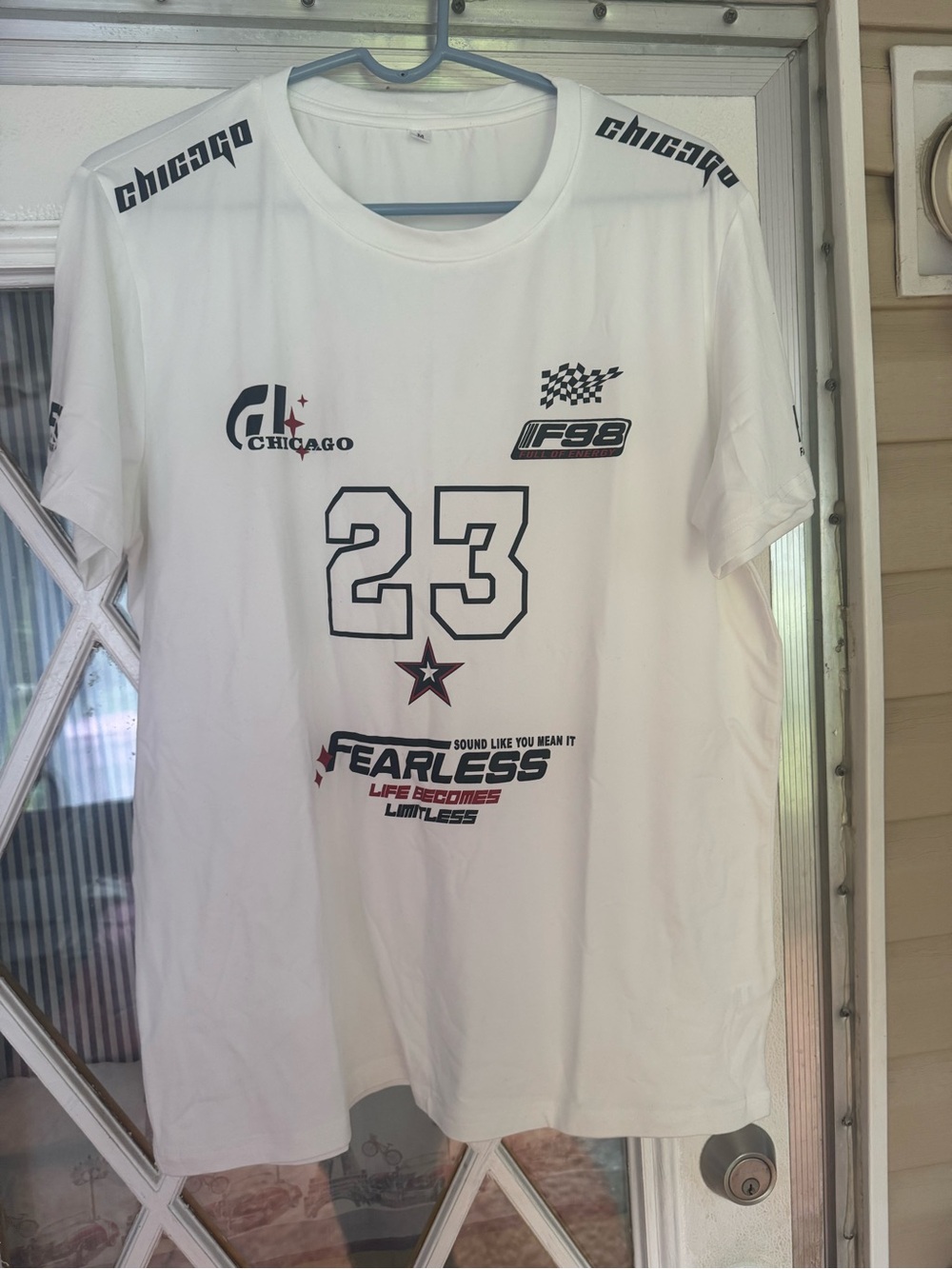 chic White Fearless 23 Graphic Short Sleeve Tee
